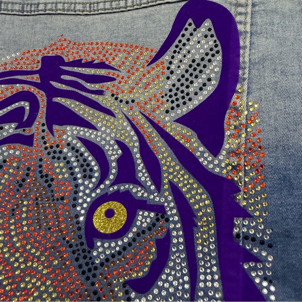 Jeweled Tiger Denim Jacket Moving Forward Designs Women’s Size XL - Picture 9 of 10